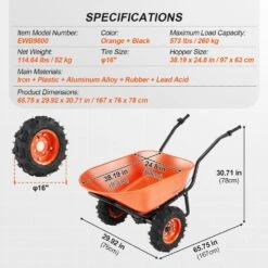 7 Cu. Ft. Load & 573 Lbs. Capacity Plastic Electric Wheelbarrow Cart 500 W Powered Utility Wagon Dump Cart Garden Cart -Vevor vevor garden carts ddl2lhytc2jljvuc6v1 76 1000