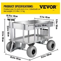 23.87 Cu. Ft. Metal Garden Cart 51.2 In. X 25.6 In. X 31.5 In. Beach Fishing Cart For Sand -Vevor vevor garden carts dytcwkqlbddwcet1tv0 76 1000