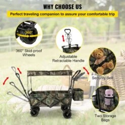 3 Cu.ft. Collapsible Folding Outdoor Utility Wagon Steel Collapsible Garden Cart With Removable Canopy, Camouflage 15 3 Cu.ft. Collapsible Folding Outdoor Utility Wagon Steel Collapsible Garden Cart With Removable Canopy, Camouflage -Vevor vevor garden carts dzdptc mcshsku001v0 fa 1000