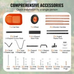 Wheelbarrow Cart, 6 Cu. Ft. Load And 330 Lbs. Capacity, 1-Wheel Garden Dump Cartwheel Barrow With Handle 16 In. Plastic -Vevor vevor garden carts fdl2lhytc1jl101icv0 44 1000