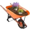 Wheelbarrow Cart, 6 Cu. Ft. Load And 330 Lbs. Capacity, 1-Wheel Garden Dump Cartwheel Barrow With Handle 16 In. Plastic