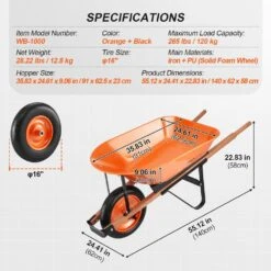 Wheel Barrow Cart 5 Cu. Ft. Load, 330 Lbs. Capacity 1-Wheel Garden Dump Cart, Garden Wagon -Vevor vevor garden carts fdl2lhytc1jldoix6v0 76 1000