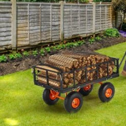 Dump Cart 2.09 Cu. Ft. Metal Garden Cart With Easy To Assemble Frame Dump Wagon With 2-in-1 Convertible Handle -Vevor vevor garden carts jszxtc400lbs1r00zv0 31 1000