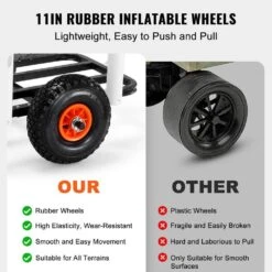 2.0 Cu. Ft. Beach Fishing Cart 200 Lbs. Heavy-Duty Steel Fish And Marine Cart Garden Cart With 2 X 11 In. Rubber Tires -Vevor vevor garden carts llkyjc11yc0080xfqv0 4f 1000