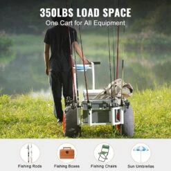 3.5 Cu.ft. Beach Fishing Cart 350 Lbs. Heavy-Duty Steel Fish And Marine Cart Garden Cart With 2 X 16 In. PU Balloon Tire -Vevor vevor garden carts llkyjc15yc00nz89ov0 1f 1000