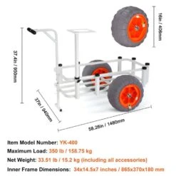 3.5 Cu.ft. Beach Fishing Cart 350 Lbs. Heavy-Duty Steel Fish And Marine Cart Garden Cart With 2 X 16 In. PU Balloon Tire -Vevor vevor garden carts llkyjc15yc00nz89ov0 76 1000