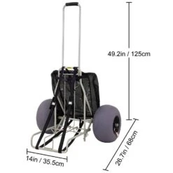 Beach Carts 29.5 In. To 49.2 In. Height Folding Sand Cart 165 Lbs. Loading With 13 In. TPU Balloon Wheel For Picnic Fish -Vevor vevor garden carts phtstcycbdz12ujutv0 76 1000