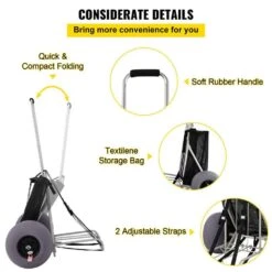 Beach Carts 29.5 In. To 49.2 In. Height Folding Sand Cart 165 Lbs. Loading With 13 In. TPU Balloon Wheel For Picnic Fish -Vevor vevor garden carts phtstcycbdz12ujutv0 fa 1000