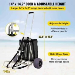 Beach Carts For The Sand PVC Wheels Blade 14 In. X 14.7 In. Cargo Deck 165 Lbs. Loading Folding Sand Cart Garden Cart -Vevor vevor garden carts phtstcycjztp97fc2v0 4f 1000