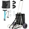 Beach Carts For The Sand PVC Wheels Blade 14 In. X 14.7 In. Cargo Deck 165 Lbs. Loading Folding Sand Cart Garden Cart