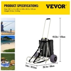 Beach Carts For The Sand PVC Wheels Blade 14 In. X 14.7 In. Cargo Deck 165 Lbs. Loading Folding Sand Cart Garden Cart -Vevor vevor garden carts phtstcycjztp97fc2v0 76 1000
