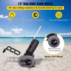 6.59 Cu. Ft. Folding Sand Cart 165 Lbs. Metal Garden Cart 33.1 In. To 51.6 In. Height With 13 In. Wheel For Picnic Beach -Vevor vevor garden carts phtstcyckzd127zw1v0 1f 1000