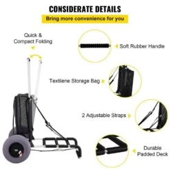 6.59 Cu. Ft. Folding Sand Cart 165 Lbs. Metal Garden Cart 33.1 In. To 51.6 In. Height With 13 In. Wheel For Picnic Beach -Vevor vevor garden carts phtstcyckzd127zw1v0 fa 1000