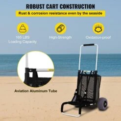 3.68 Cu. Ft. Folding Sand Cart 165 Lbs. Metal Garden Cart 31.1 In. To 49.6 In. Height With 10 In. Wheel For Picnic Beach -Vevor vevor garden carts phtstcycpttp9p5bjv0 44 1000