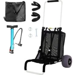 3.68 Cu. Ft. Folding Sand Cart 165 Lbs. Metal Garden Cart 31.1 In. To 49.6 In. Height With 10 In. Wheel For Picnic Beach