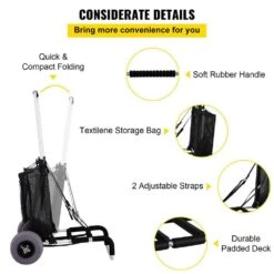 3.68 Cu. Ft. Folding Sand Cart 165 Lbs. Metal Garden Cart 31.1 In. To 49.6 In. Height With 10 In. Wheel For Picnic Beach -Vevor vevor garden carts phtstcycpttp9p5bjv0 fa 1000