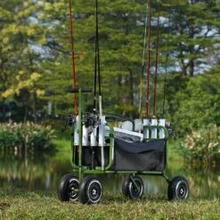 5.5 Cu.ft. Beach Fishing Cart 300 Lbs. Heavy-Duty Steel Foldable Fish Cart Garden Cart With 4 X 11 In. Rubber Tires -Vevor vevor garden carts slkyjckzd000gfioev0 31 1000