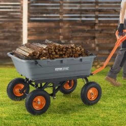 7 Cu. Ft. Dump Cart Poly Garden Cart With 1500 Lbs.. Capacity Steel Frame Dump Wagon With 2-in-1 Garden Cart -Vevor vevor garden carts slzxtc1500b0fp7zkv0 31 1000