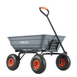4 Cu. Ft. Dump Cart Poly With Easy To Assemble Steel Frame Dump Wagon With 2-in-1 Convertible Handle Garden Cart