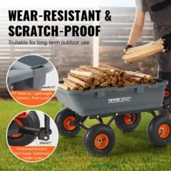 3.1 Cu. Ft. Dump Cart Poly Steel Frame Dump Wagon With 2-in-1 Convertible Handle Utility Garden Cart -Vevor vevor garden carts slzxtc800b00xsy7gv0 4f 1000