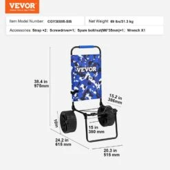 Beach Dolly With Big Wheels For Sand 8 Cu Ft PU Steel Garden Cart Cargo Deck 69 Lbs. Loading Capacity Folding -Vevor vevor garden carts sttcxg10inch3uv59v0 76 1000