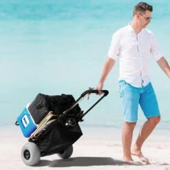 7 Cu. Ft. Steel Garden Carts 20.1 In. X 14.6 In. Cargo Deck 165 Lbs. Loading Capacity Beach Dolly W/Big Wheels For Sand -Vevor vevor garden carts sttcxg10inch7pt6xv0 31 1000