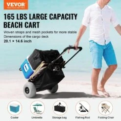 7 Cu. Ft. Steel Garden Carts 20.1 In. X 14.6 In. Cargo Deck 165 Lbs. Loading Capacity Beach Dolly W/Big Wheels For Sand -Vevor vevor garden carts sttcxg10inch7pt6xv0 c3 1000