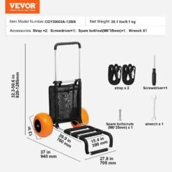 Beach Dolly With Big Wheels For Sand 5 Cu Ft Steel Garden Carts Cargo Deck 165 Lbs. Loading Capacity Folding Sand Cart -Vevor vevor garden carts sttcxlhj12ingsgckv0 76 1000