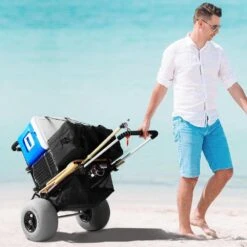 Beach Dolly With Big Wheels For Sand 11 Cu. Ft. Steel Garden Carts 29.9 In. X 15.4 In. Cargo Deck 165 Lbs. Load Capacity -Vevor vevor garden carts sttcxlhj12inosartv0 31 1000