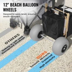 Beach Dolly With Big Wheels For Sand 11 Cu. Ft. Steel Garden Carts 29.9 In. X 15.4 In. Cargo Deck 165 Lbs. Load Capacity -Vevor vevor garden carts sttcxlhj12inosartv0 4f 1000