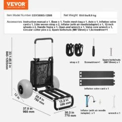 Beach Dolly With Big Wheels For Sand 11 Cu. Ft. Steel Garden Carts 29.9 In. X 15.4 In. Cargo Deck 165 Lbs. Load Capacity -Vevor vevor garden carts sttcxlhj12inosartv0 76 1000