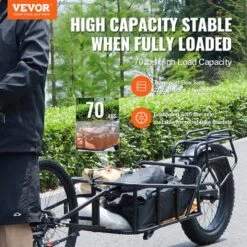 Bike Cargo Trailer 70 Lbs. Heavy-Duty Carbon Steel 2.92 Cu. Ft. Metal Garden Cart With Hitch And 20 In. Wheels -Vevor vevor garden carts yykhz1100b00yzhg7v0 c3 1000