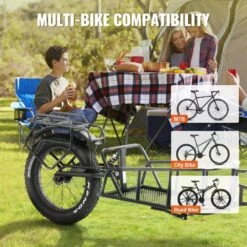 Bike Cargo Trailer 70 Lbs. Heavy-Duty Carbon Steel 2.92 Cu. Ft. Metal Garden Cart With Hitch And 20 In. Wheels -Vevor vevor garden carts yykhz1100b00yzhg7v0 fa 1000