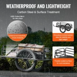 Bike Cargo Trailer 275 Lbs. Heavy-Duty 3.94 Cu. Ft. Metal Garden Cart With 20 In. Wheels And Universal Hitch -Vevor vevor garden carts yykhz2275b00p8ev8v0 4f 1000