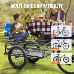 Bike Cargo Trailer 275 Lbs. Heavy-Duty 3.94 Cu. Ft. Metal Garden Cart With 20 In. Wheels And Universal Hitch -Vevor vevor garden carts yykhz2275b00p8ev8v0 fa 1000