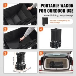 6 Cu. Ft. Steel Garden Cart Collapsible Folding Wagon 113 L Beach Wagon Cart Folding Wagon Cart Max 250 Lbs. -Vevor vevor garden carts zdhybxsstchhsmzb9v0 fa 1000