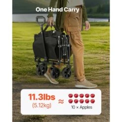 1.96 Cu Ft., Steel, Collapsible Wagon Garden Carts, All-Terrain Wheels, Heavy Duty Outdoor Utility Cart, Black -Vevor vevor garden carts zdhybxsstchsc3nlwv0 76 1000