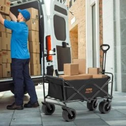 Collapsible Folding Wagon 3 Cu.ft Steel Beach Wagon Cart With All-Terrain Wheels Heavy-Duty Folding Wagon Garden Cart -Vevor vevor garden carts zdhybxsstchsfrw7mv0 31 1000