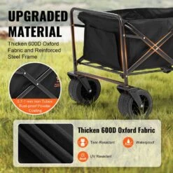 Collapsible Folding Wagon 3 Cu.ft Steel Beach Wagon Cart With All-Terrain Wheels Heavy-Duty Folding Wagon Garden Cart -Vevor vevor garden carts zdhybxsstchsfrw7mv0 4f 1000