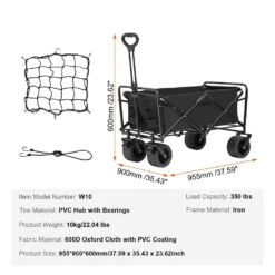 Collapsible Folding Wagon 3 Cu.ft Steel Beach Wagon Cart With All-Terrain Wheels Heavy-Duty Folding Wagon Garden Cart -Vevor vevor garden carts zdhybxsstchsfrw7mv0 76 1000