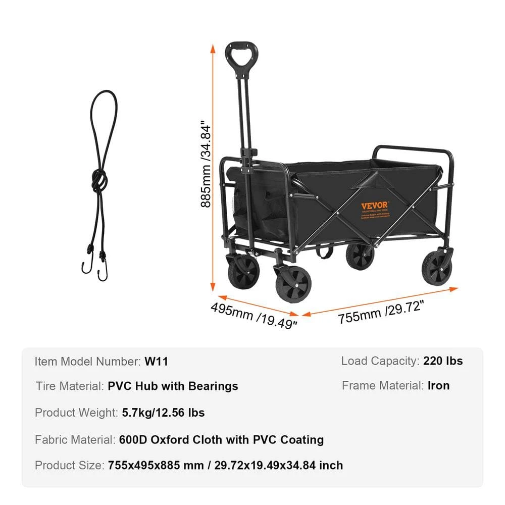 Collapsible Folding Wagon Cart 220 Lbs. Heavy-Duty Garden Carts Foldable With Wheels 2 Cu. Ft. Steel Garden Cart Wagon 9 Collapsible Folding Wagon Cart 220 Lbs. Heavy-Duty Garden Carts Foldable With Wheels 2 Cu. Ft. Steel Garden Cart Wagon - Image 7