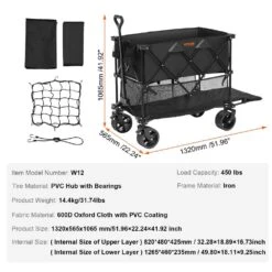 Collapsible Folding Wagon 14.12 Cu.ft Steel Beach Wagon Cart With All-Terrain Wheels Heavy-Duty Folding Garden Cart -Vevor vevor garden carts zdhybxsstchsxall9v0 76 1000