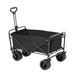 3 Cu. Ft. Steel Garden Cart Collapsible Folding Wagon Beach Folding Wagon Cart Max 350 Lbs.