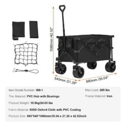 8 Cu. Ft. Steel Garden Cart Collapsible Folding Wagon 150 L Beach Folding Wagon Cart Max 265 Lbs. -Vevor vevor garden carts zdhybxsstclhs27cav0 76 1000