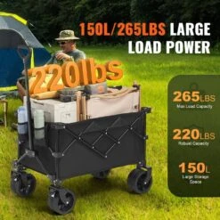 8 Cu. Ft. Steel Garden Cart Collapsible Folding Wagon 150 L Beach Folding Wagon Cart Max 265 Lbs. -Vevor vevor garden carts zdhybxsstclhs27cav0 c3 1000