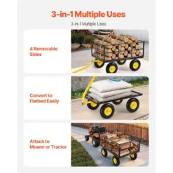 1,400 Lbs. 13.48 Cu. Ft. Steel Garden Cart, Heavy Duty Pullable Garden Wagon Yard Cart 2 In 1 Yard Trailer 2025 Update -Vevor vevor garden carts zxhytchh1400qibnmv0 4f 1000