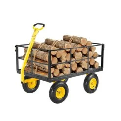 1,400 Lbs. 13.48 Cu. Ft. Steel Garden Cart, Heavy Duty Pullable Garden Wagon Yard Cart 2 In 1 Yard Trailer 2025 Update