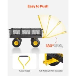 900 Lbs. 3.45 Cu. Ft. Heavy Duty Steel, Garden Cart, Garden Wagon Cart On Wheels, Outdoor Metal Yard Utility Wagon Carts -Vevor vevor garden carts zxhytchh900l1ua7kv0 fa 1000