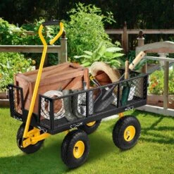 3.8 Cu. Ft. Steel Garden Cart Heavy-Duty 900 Lbs. Capacity Utility Metal Wagon With 180° Rotating Handle & 10 In. Tires -Vevor vevor garden carts zxhytchsbb880vfy8v0 31 1000