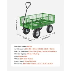 900 Lbs. 4.52 Cu. Ft. Steel, Garden Cart On Wheels, Pullable Garden Wagon Yard Cart, Outdoor Metal Utility Wagon -Vevor vevor garden carts zxhytcls900bg0tn3v0 76 1000